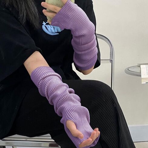 Arm Warmers,Knit Women's Long Fingerless Gloves Mitten with Thumb Hole,Warm Gloves Arm Sleeves for Women in Saudi Arabia