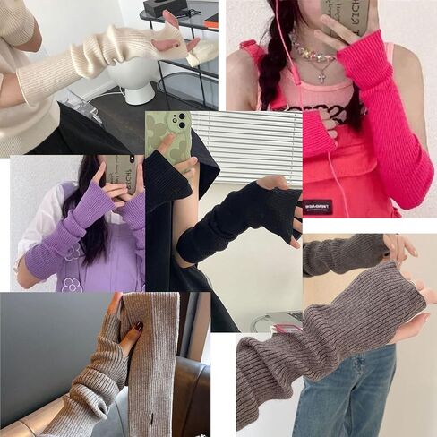 Arm Warmers,Knit Women's Long Fingerless Gloves Mitten with Thumb Hole,Warm Gloves Arm Sleeves for Women in Saudi Arabia