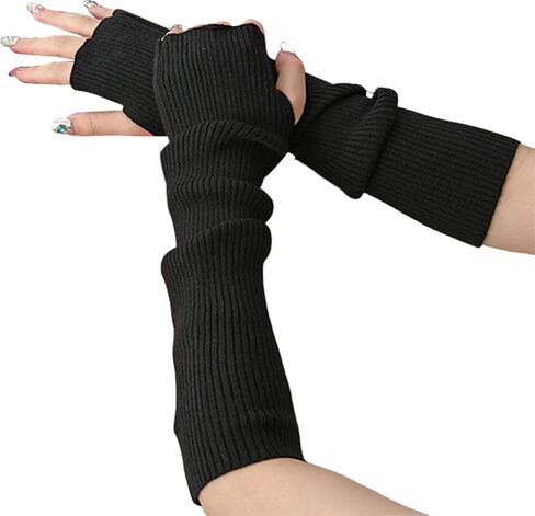 Arm Warmers,Knit Women's Long Fingerless Gloves Mitten with Thumb Hole,Warm Gloves Arm Sleeves for Women in Saudi Arabia