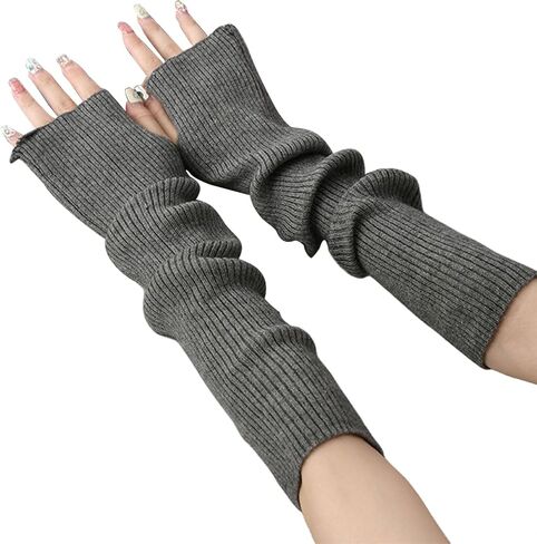 Arm Warmers,Knit Women's Long Fingerless Gloves Mitten with Thumb Hole,Warm Gloves Arm Sleeves for Women in Saudi Arabia