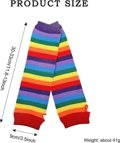 Rainbow Stripe Long Fingerless Gloves Warmer Knitted Elastic Arm Elbow Thumbhole Gloves for Women Man Rainbow Gay Pride Day Party in Saudi Arabia
