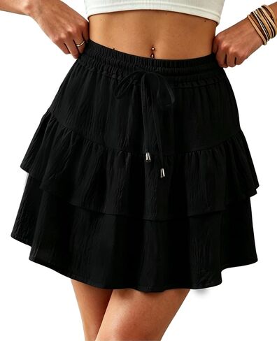 SimpleFun Skorts for Woman Ruffled Tiered Flowy Shorts High Waist Flared Mini Skirts Country Concert Outfits in Saudi Arabia