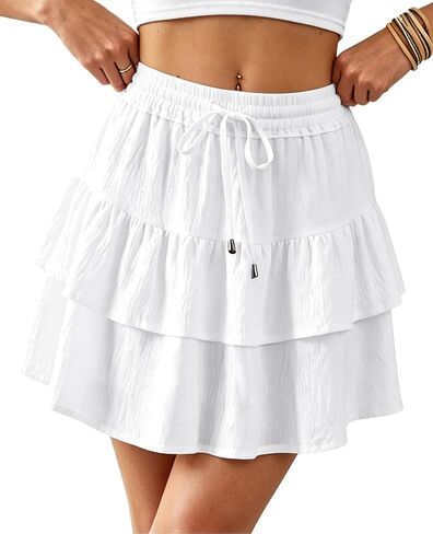 SimpleFun Skorts for Woman Ruffled Tiered Flowy Shorts High Waist Flared Mini Skirts Country Concert Outfits in Saudi Arabia