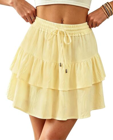 SimpleFun Skorts for Woman Ruffled Tiered Flowy Shorts High Waist Flared Mini Skirts Country Concert Outfits in Saudi Arabia