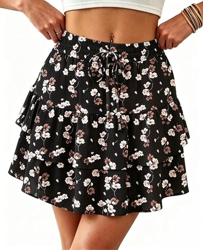 SimpleFun Skorts for Woman Ruffled Tiered Flowy Shorts High Waist Flared Mini Skirts Country Concert Outfits in Saudi Arabia