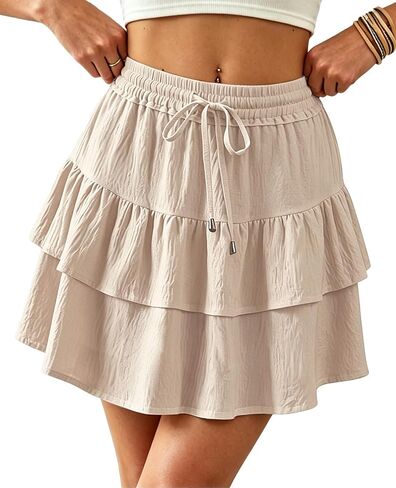 SimpleFun Skorts for Woman Ruffled Tiered Flowy Shorts High Waist Flared Mini Skirts Country Concert Outfits in Saudi Arabia