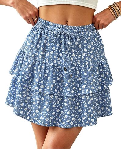 SimpleFun Skorts for Woman Ruffled Tiered Flowy Shorts High Waist Flared Mini Skirts Country Concert Outfits in Saudi Arabia