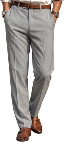 Men's Casual Business Dressy Pant High Waist Slim Straight Leg Trousers with Pockets Vintage Pleated Pant in Saudi Arabia
