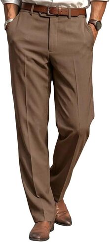 Men's Casual Business Dressy Pant High Waist Slim Straight Leg Trousers with Pockets Vintage Pleated Pant in Saudi Arabia