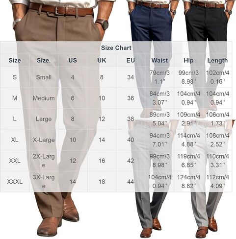 Men's Casual Business Dressy Pant High Waist Slim Straight Leg Trousers with Pockets Vintage Pleated Pant in Saudi Arabia