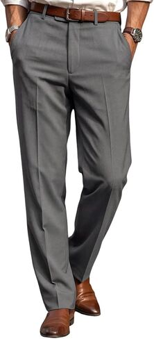 Men's Casual Business Dressy Pant High Waist Slim Straight Leg Trousers with Pockets Vintage Pleated Pant in Saudi Arabia