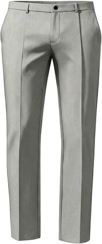 Men's Casual Business Dressy Pant High Waist Slim Straight Leg Trousers with Pockets Vintage Pleated Pant in Saudi Arabia
