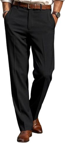 Men's Casual Business Dressy Pant High Waist Slim Straight Leg Trousers with Pockets Vintage Pleated Pant in Saudi Arabia