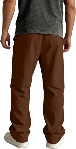 Ctreela Men's Breathable Pants Casual Lightweight Solid Slacks Elastic Drawstring Waist Trousers for Vacation Beach in Kuwait