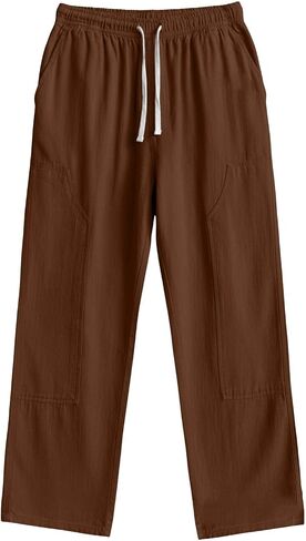 Ctreela Men's Breathable Pants Casual Lightweight Solid Slacks Elastic Drawstring Waist Trousers for Vacation Beach in Kuwait