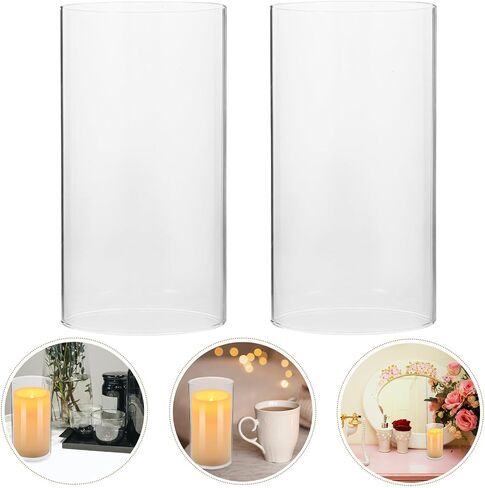 STAHAD 2pcs Transparent Glass Candle Covers Decorative Household Candle Holders Windproof Cloche Dome Party Wedding Atmosphere in Saudi Arabia
