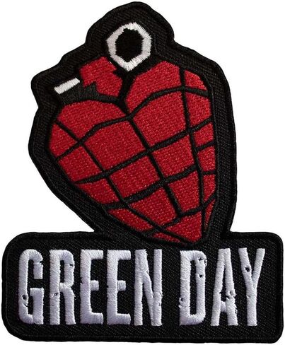 Green Day Logo Woven Grenade Iron On Patch (One Size) (Red/Black/White) in Saudi Arabia