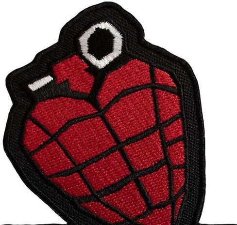 Green Day Logo Woven Grenade Iron On Patch (One Size) (Red/Black/White) in Saudi Arabia