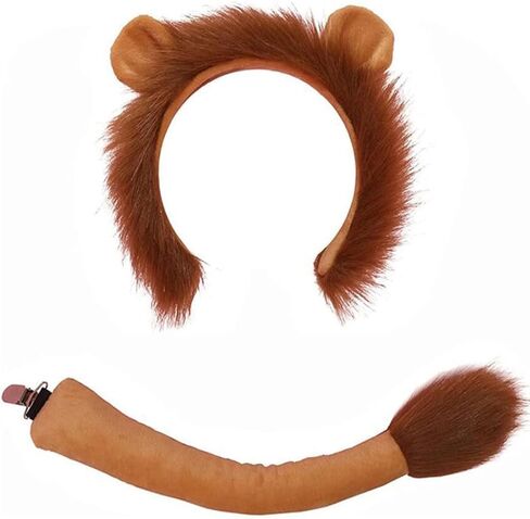 5Pcs Lion Costume Set for Adult Men Women - Lion Ears Headband Furry Tail, Paw Gloves for Halloween Dress Up Cosplay in Saudi Arabia