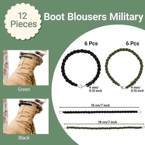12 Pieces Boot Bands Elastic Boot Blousers Blousing Straps Adjustable with Metal Hooks for Outdoor Hiking Biking Fishing Cowboy Boots Pants & Work Boots Straps in Saudi Arabia