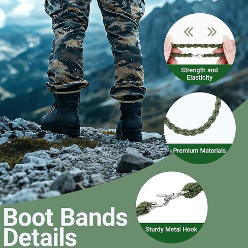 12 Pieces Boot Bands Elastic Boot Blousers Blousing Straps Adjustable with Metal Hooks for Outdoor Hiking Biking Fishing Cowboy Boots Pants & Work Boots Straps in Saudi Arabia