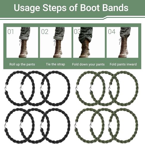 12 Pieces Boot Bands Elastic Boot Blousers Blousing Straps Adjustable with Metal Hooks for Outdoor Hiking Biking Fishing Cowboy Boots Pants & Work Boots Straps in Saudi Arabia