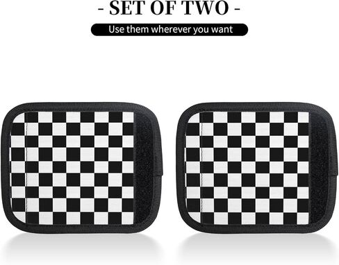 Black White Checkered 2PCS Luggage Handle Wrap for Suitcase Neoprene Luggage Handle Covers Comfort Suitcase Luggage Identifiers Travel Accessories in Saudi Arabia