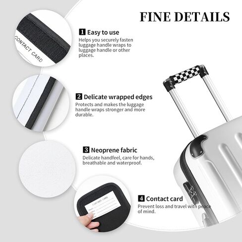 Black White Checkered 2PCS Luggage Handle Wrap for Suitcase Neoprene Luggage Handle Covers Comfort Suitcase Luggage Identifiers Travel Accessories in Saudi Arabia