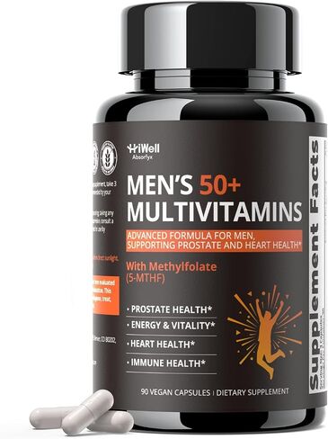 Multivitamin for Men Over 50 with CoQ10, Methylfolate, Saw Palmetto, Minerals, K2 MK-7 - Energy, Prostate Health & Immune Support* - Third-Party Tested, Vegan Capsules, 90 Count in Saudi Arabia