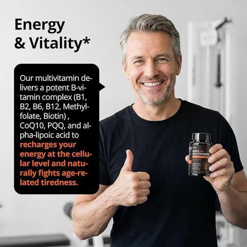 Multivitamin for Men Over 50 with CoQ10, Methylfolate, Saw Palmetto, Minerals, K2 MK-7 - Energy, Prostate Health & Immune Support* - Third-Party Tested, Vegan Capsules, 90 Count in Saudi Arabia