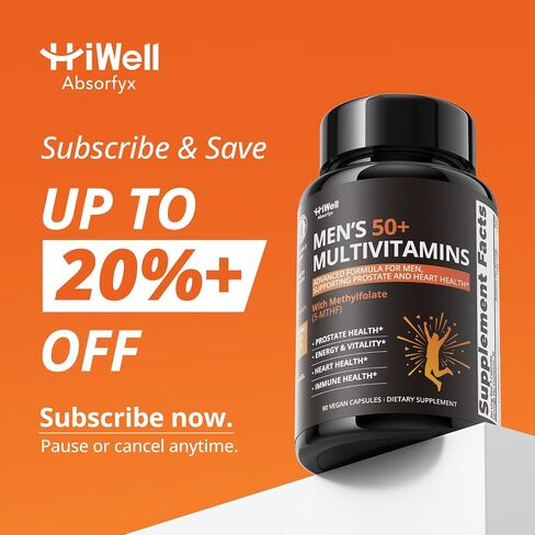 Multivitamin for Men Over 50 with CoQ10, Methylfolate, Saw Palmetto, Minerals, K2 MK-7 - Energy, Prostate Health & Immune Support* - Third-Party Tested, Vegan Capsules, 90 Count in Saudi Arabia
