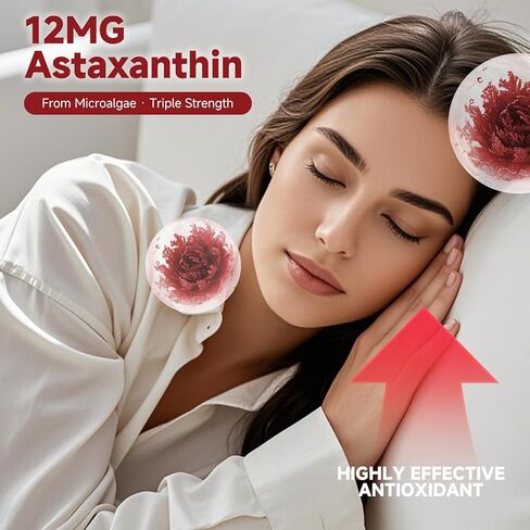 Astaxanthin 12mg, 120 Softgels, Premium Astaxanthin Antioxidant Supplement Supports Eye, Skin Health, Immune, Internal Circulation in Saudi Arabia