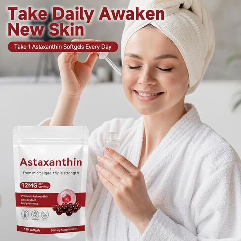 Astaxanthin 12mg, 120 Softgels, Premium Astaxanthin Antioxidant Supplement Supports Eye, Skin Health, Immune, Internal Circulation in Saudi Arabia
