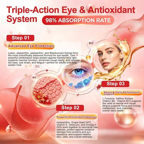 Astaxanthin Supplements 24mg 150 Softgels | 16 in 1 Formula Premium Astaxanthin Antioxidant Supplement Supports Eye Skin Joint Brain Heart Immune System Health, Fresh Microalgae Source 75 Days Supply in Saudi Arabia