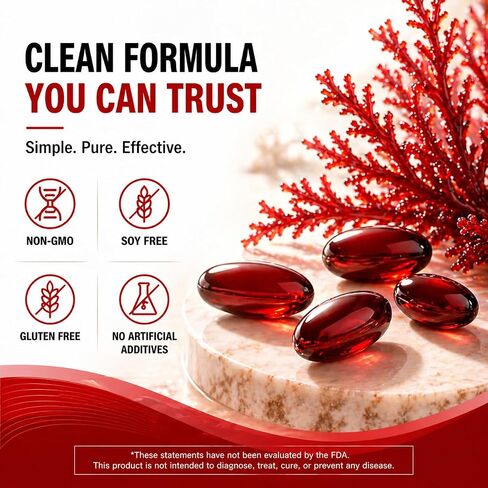Astaxanthin Supplement 12mg Softgels, 120 Count Natural Microalgae Astaxanthin with MCT Oil, Easy to Swallow, No Strong Taste, Antioxidant Support for Skin Eye Heart Joint Health, Non-GMO Gluten Free in Saudi Arabia