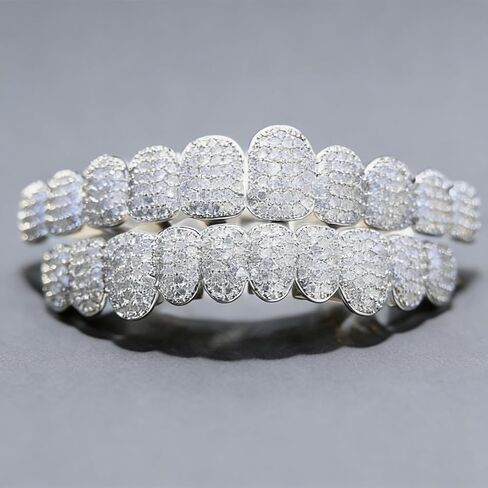 Custom Diamond Grillz for Men - Iced Out Detachable Gold & Silver Teeth Covers - Bling Hip Hop Mouth Jewelry in Kuwait