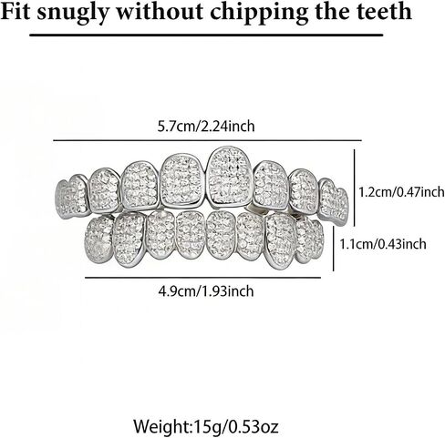 Custom Diamond Grillz for Men - Iced Out Detachable Gold & Silver Teeth Covers - Bling Hip Hop Mouth Jewelry in Kuwait
