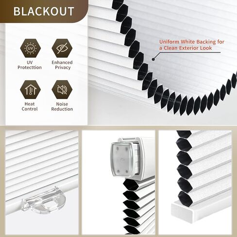 Custom Cellular Shades No Drill Cordless Honeycomb Blinds for Windows, Made to Measure Window Shades, Blackout, Easy Install in Saudi Arabia