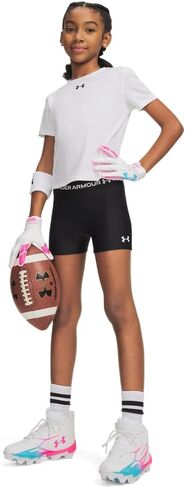 Under Armour Girls' HeatGear Shorty, (001) Black / / White, Youth Medium in Kuwait