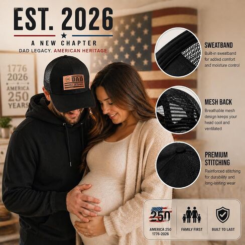 America 250 Dad Est 2026 Hat, Gift for New Dad, New Dad Hat, Gift First Time Dad Hat, Fathers Day Birthday Gifts for First Dad Baseball Cap Black in Saudi Arabia