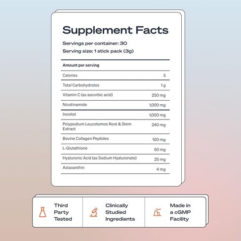 First 3-in-1 Drinkable Skincare, by World-Class Dermatologist & Skin Surgeon, Regenerative Formula, Nicotinamide, Collagen Peptides, Astaxanthin, Glutathione, 30 Stick Packs, Unflavored in Saudi Arabia