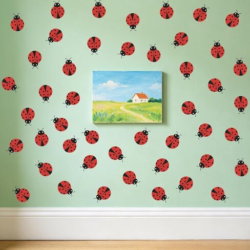 Ladybug Sticker Sheet - Red and Black, Peel and Stick Kids' Room Decor. (Ladybug wall Decal) in Saudi Arabia
