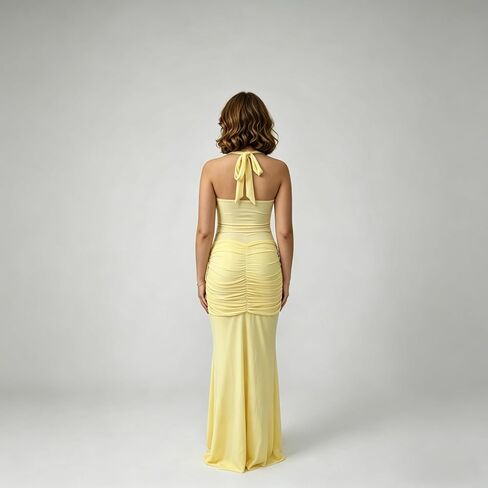 Women's Maternity Mermaid Dress, Sheer Cutout Spaghetti Strap Ruched Bodycon Gown for Baby Shower Wedding Photography in Saudi Arabia