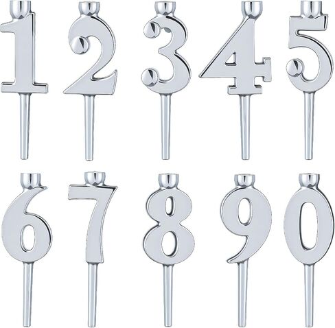 2 Set Number Candle Holder Set Silver Candle Holder Gifts Handmade Recycled Aluminum Toppers for Birthdays Cakes Anniversaries Celebrations in Kuwait