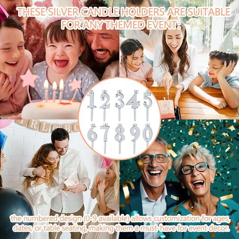 2 Set Number Candle Holder Set Silver Candle Holder Gifts Handmade Recycled Aluminum Toppers for Birthdays Cakes Anniversaries Celebrations in Kuwait