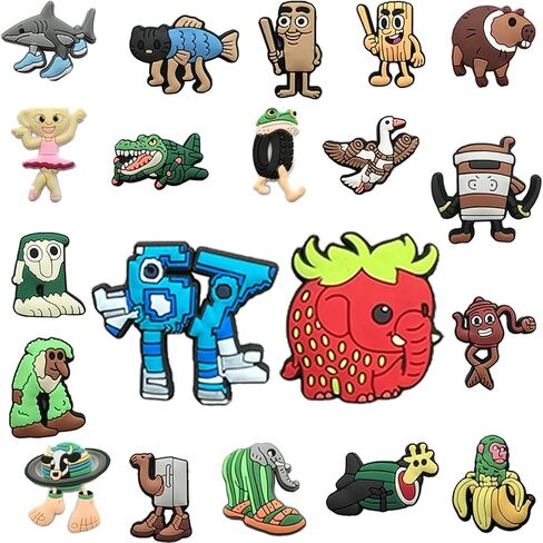 مجموعة سحر الأحذية المبتكرة من Brainrot الإيطالية، 20 حزمة، Steal a Brainrot 67 Strawberry Elephant Tralalero Tralala، تصميمات شخصيات ملونة، تصميم شخصيات كرتونية، سحر PVC متعدد الألوان للقباقيب وأساور المعصم in Kuwait
