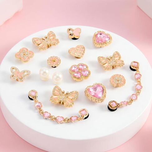 24pcs Bling Shoe Charms Pearl, Butterfly, Flower Decorations for Clogs Cute Accessories for Women Girls Gift in Saudi Arabia