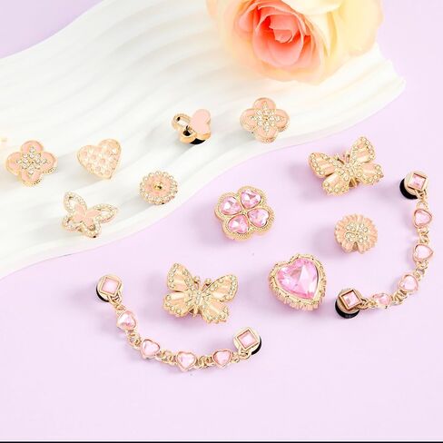 24pcs Bling Shoe Charms Pearl, Butterfly, Flower Decorations for Clogs Cute Accessories for Women Girls Gift in Saudi Arabia
