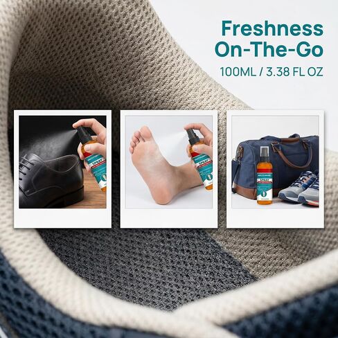Foot Odor Spray, Hand & Foot Spray, Refreshes and Deodorizes, with Natural Essential Oils, （3.38 fl oz） in Kuwait