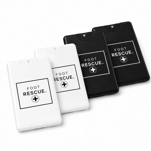 Anywhere Collection, 4 Credit Card Foot Sprays | 2 Black & 2 White Portable Cooling Sprayers, Wallet Size Travel Essentials, TSA Friendly in Saudi Arabia
